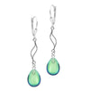 Leightworks Crystal Feather Dangle Earrings Polished Green